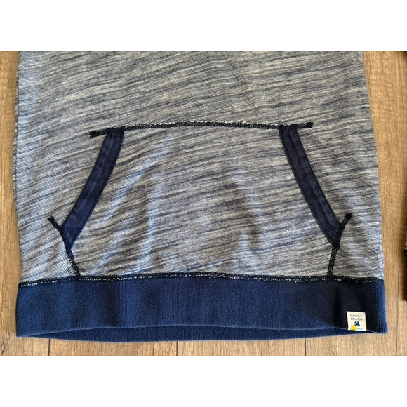 Lucky Brand ATHLETICS Navy Blue & White Striped 1/4 Snap Hooded Sweatshirt Sz‎ S - Picture 8 of 13